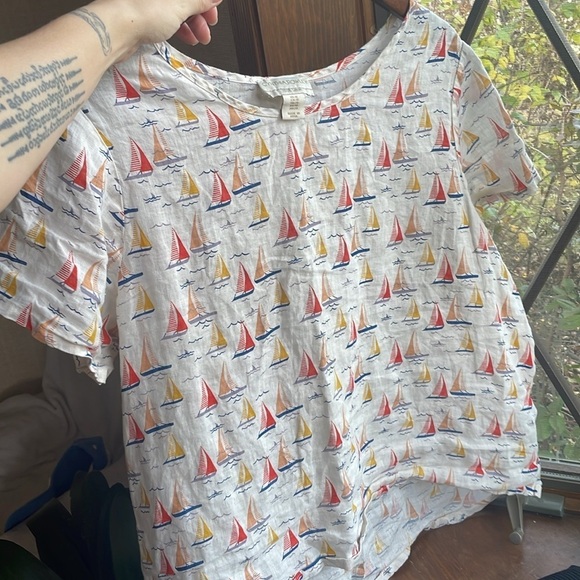 Cynthia Rowley Linen Novelty Sail Boat Tunic Top - Picture 8 of 8